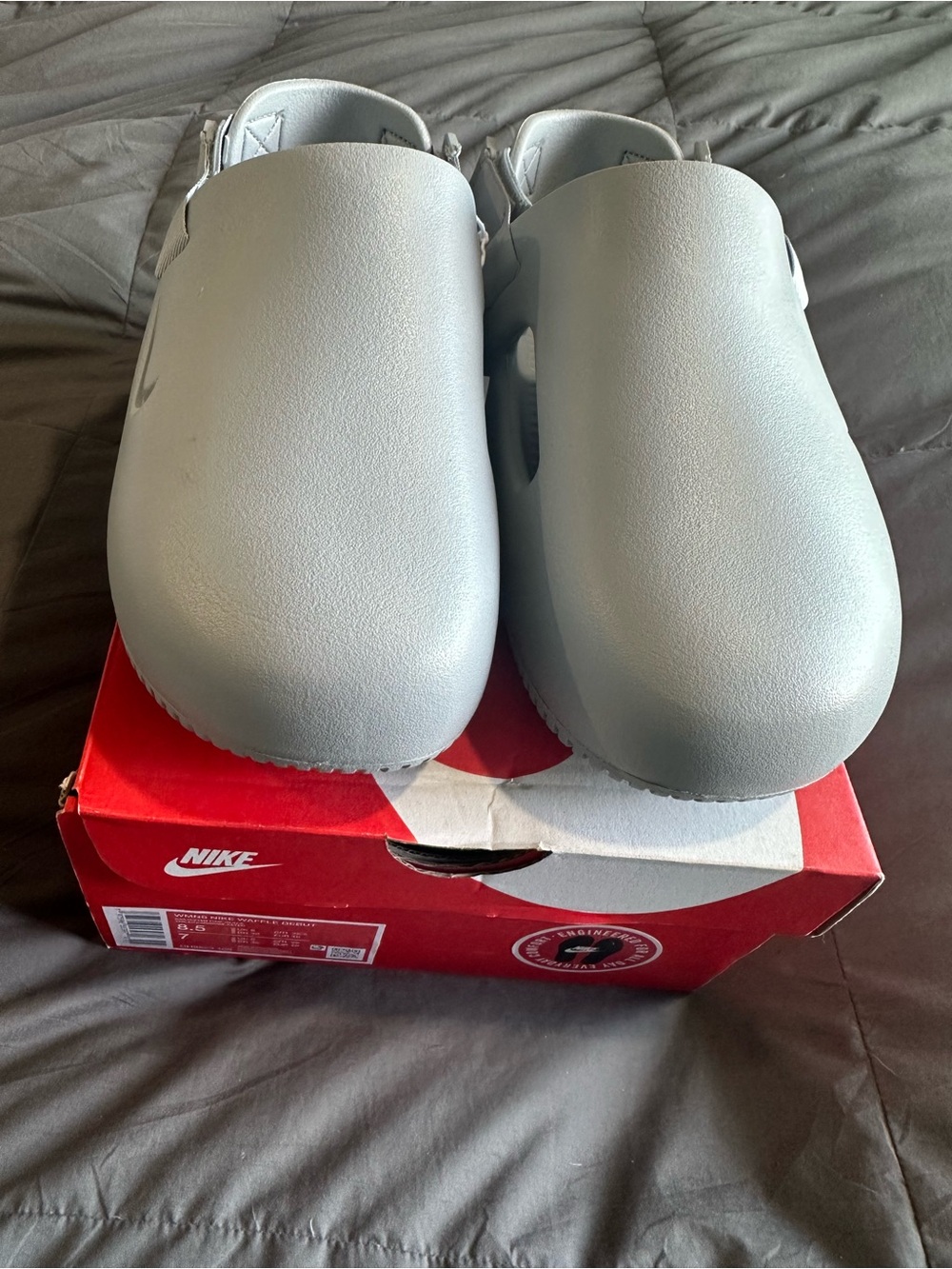 Nike Calm Mule Clogs in Light Gray